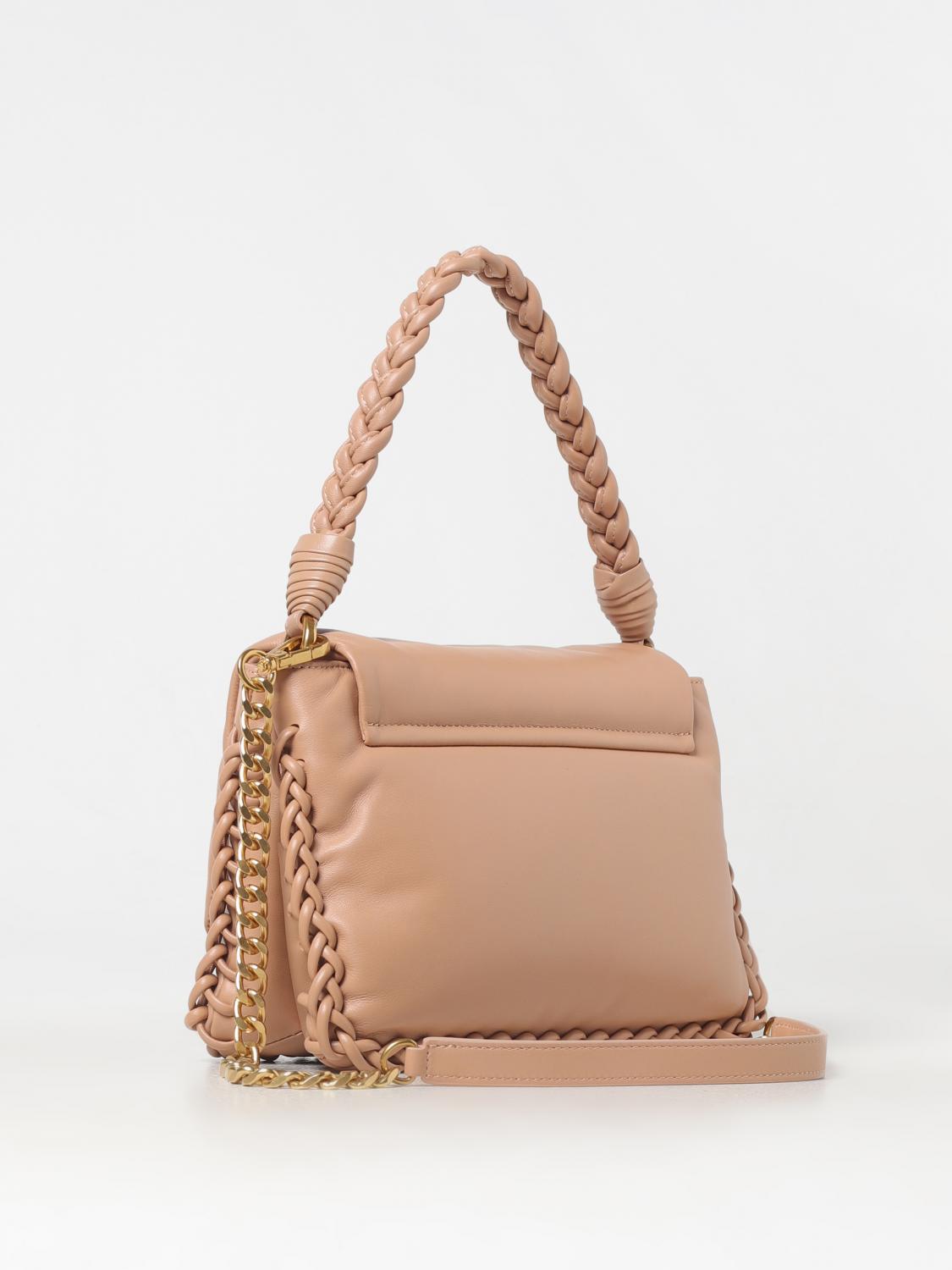 LA CARRIE BORSA A SPALLA: Borsa La Carrie in pelle con profili intrecciati , Beige - Img 2