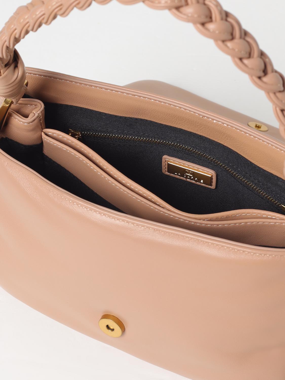 LA CARRIE BORSA A SPALLA: Borsa La Carrie in pelle con profili intrecciati , Beige - Img 3