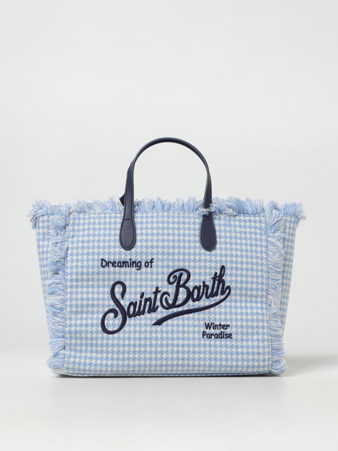 MC2 SAINT BARTH BORSA A MANO: Borsa Colette Mc2 Saint Barth in cotone pied de poule tricot con logo ricamato , Fantasia - Img 1