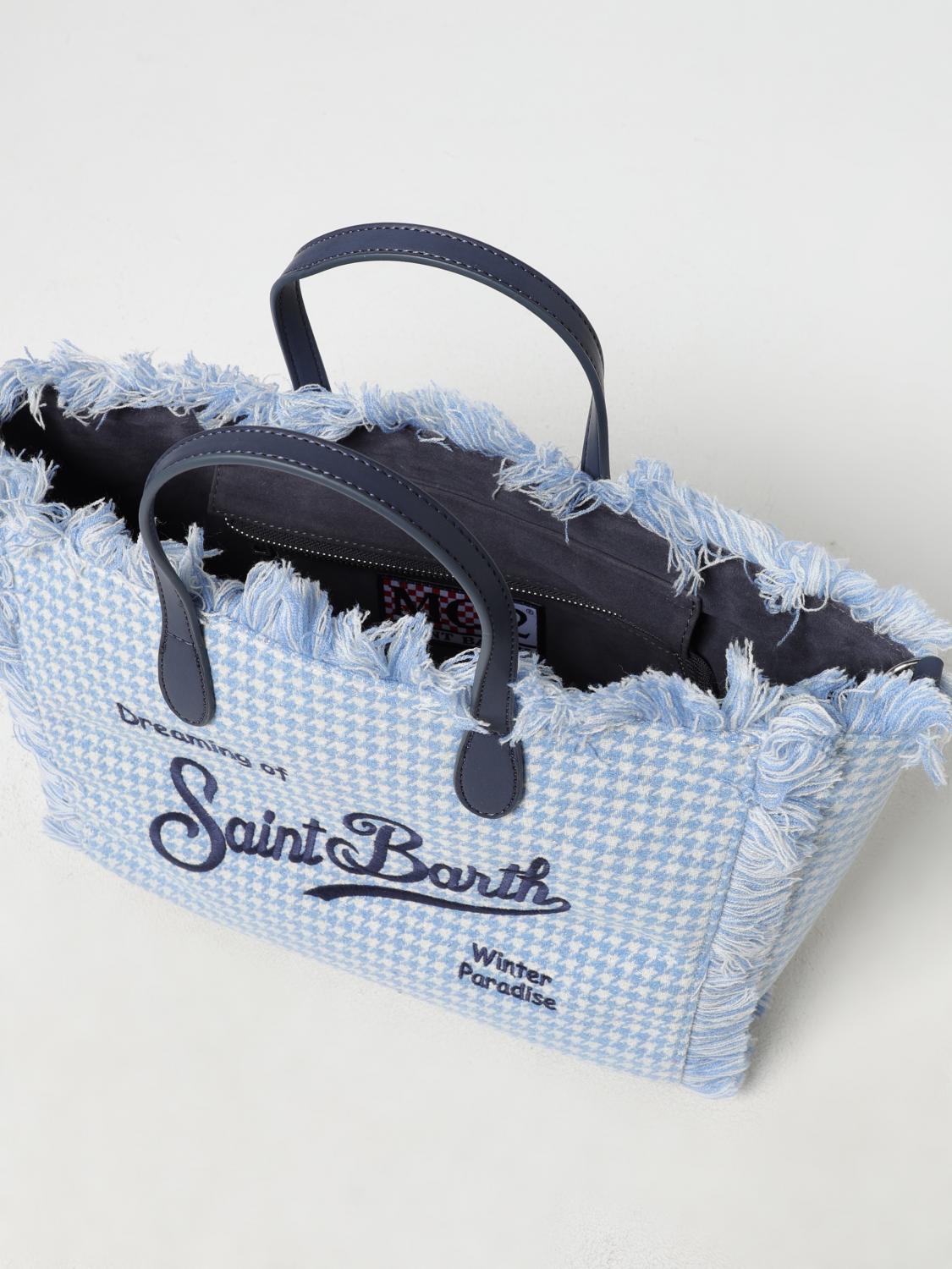 MC2 SAINT BARTH BORSA A MANO: Borsa Colette Mc2 Saint Barth in cotone pied de poule tricot con logo ricamato , Fantasia - Img 3