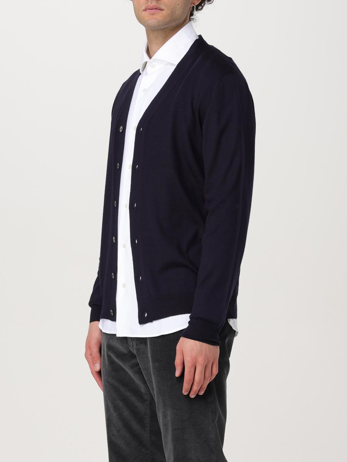 FEDELI SWEATER: Fedeli men's cardigan, Blue - Img 3
