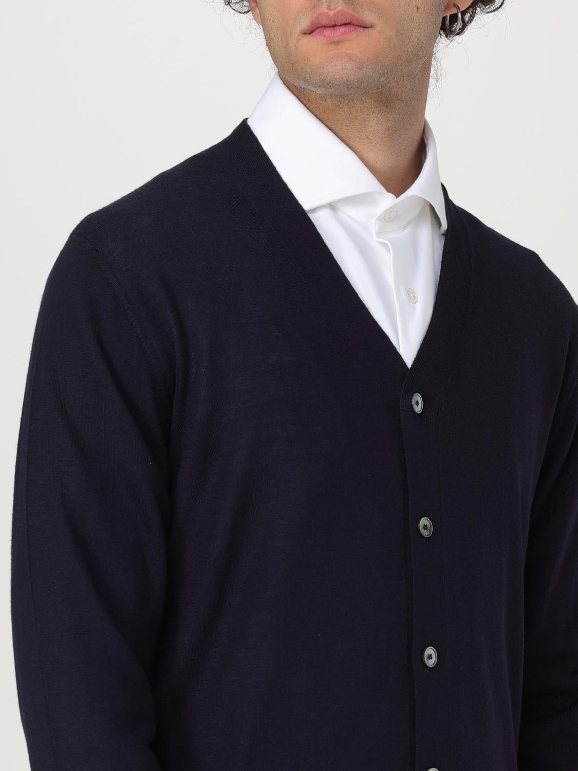 FEDELI SWEATER: Fedeli men's cardigan, Blue - Img 4