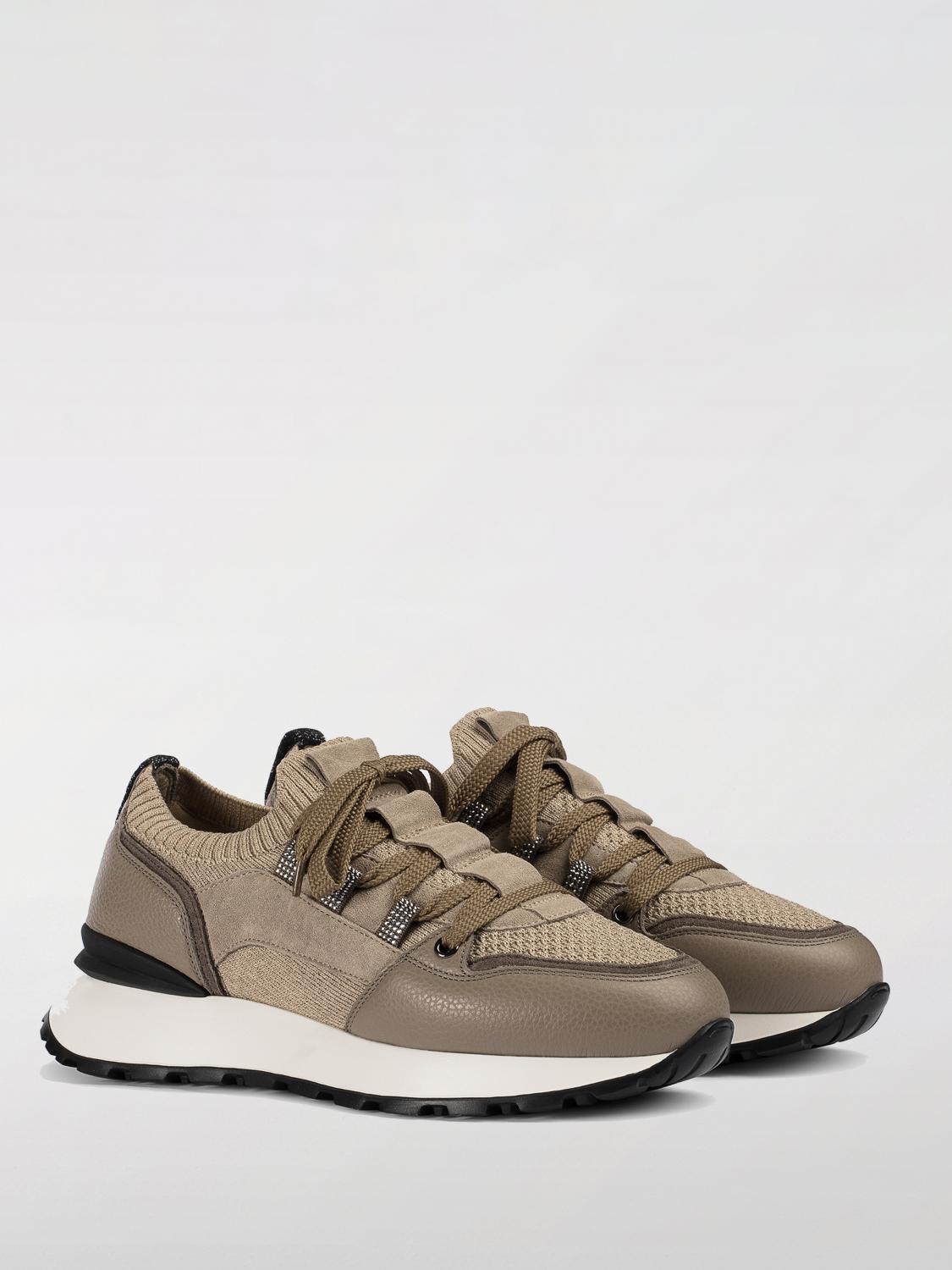 DOUCAL'S SNEAKERS: Sneakers Doucal's in pelle a grana e maglia , Sabbia - Img 2