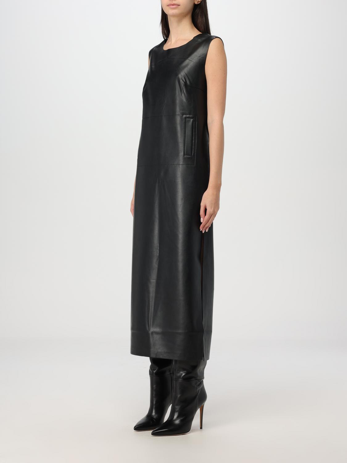 norma kamali leather dress Grace faux leather dress in black - Norma Kamali
