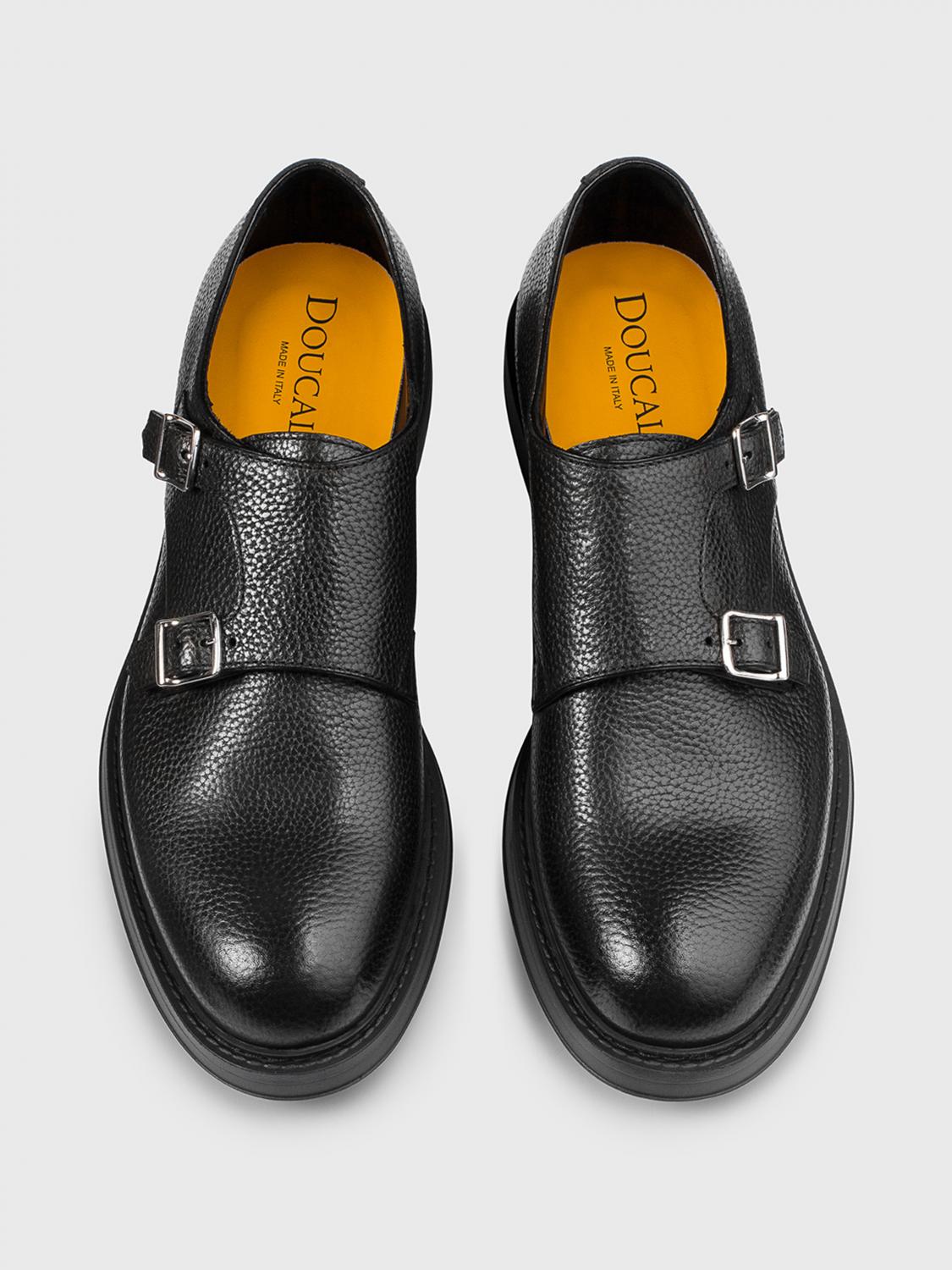 DOUCAL'S MOCASSINI: Monk Strap Doucal's in pelle a grana , Antracite - Img 3