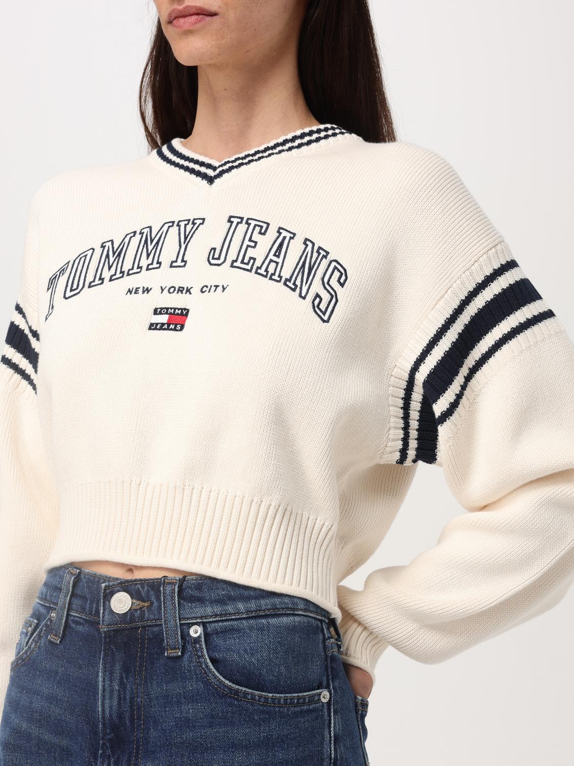 TOMMY JEANS MAGLIA: Pullover Tommy Jeans in maglia di cotone , Bianco - Img 3