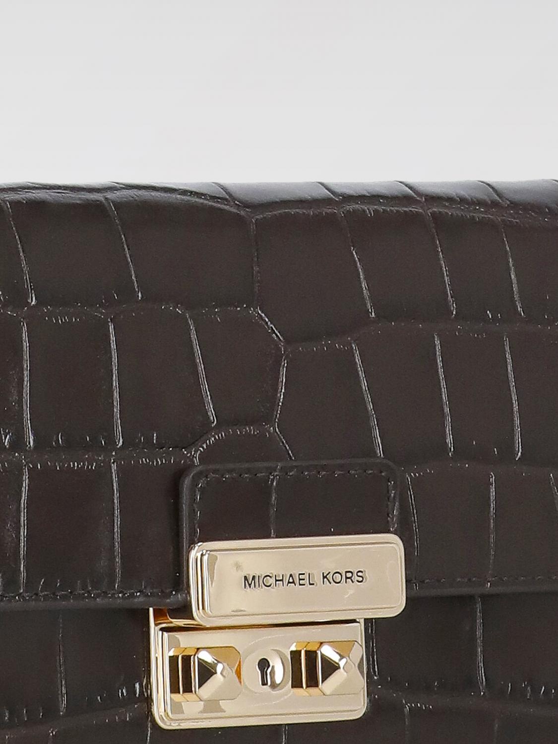 MICHAEL KORS BORSA MINI: Borsa wallet Tribeca Michael Kors in pelle stampa cocco , Marrone - Img 3