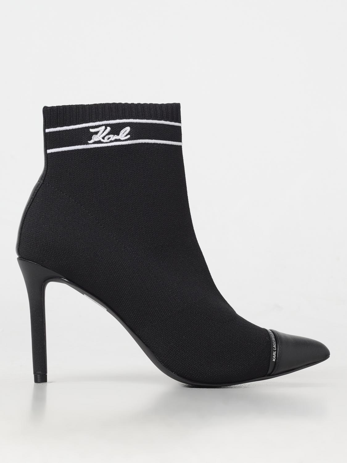 KARL LAGERFELD FLAT ANKLE BOOTS: Flat ankle boots woman Karl Lagerfeld, Black - Img 1