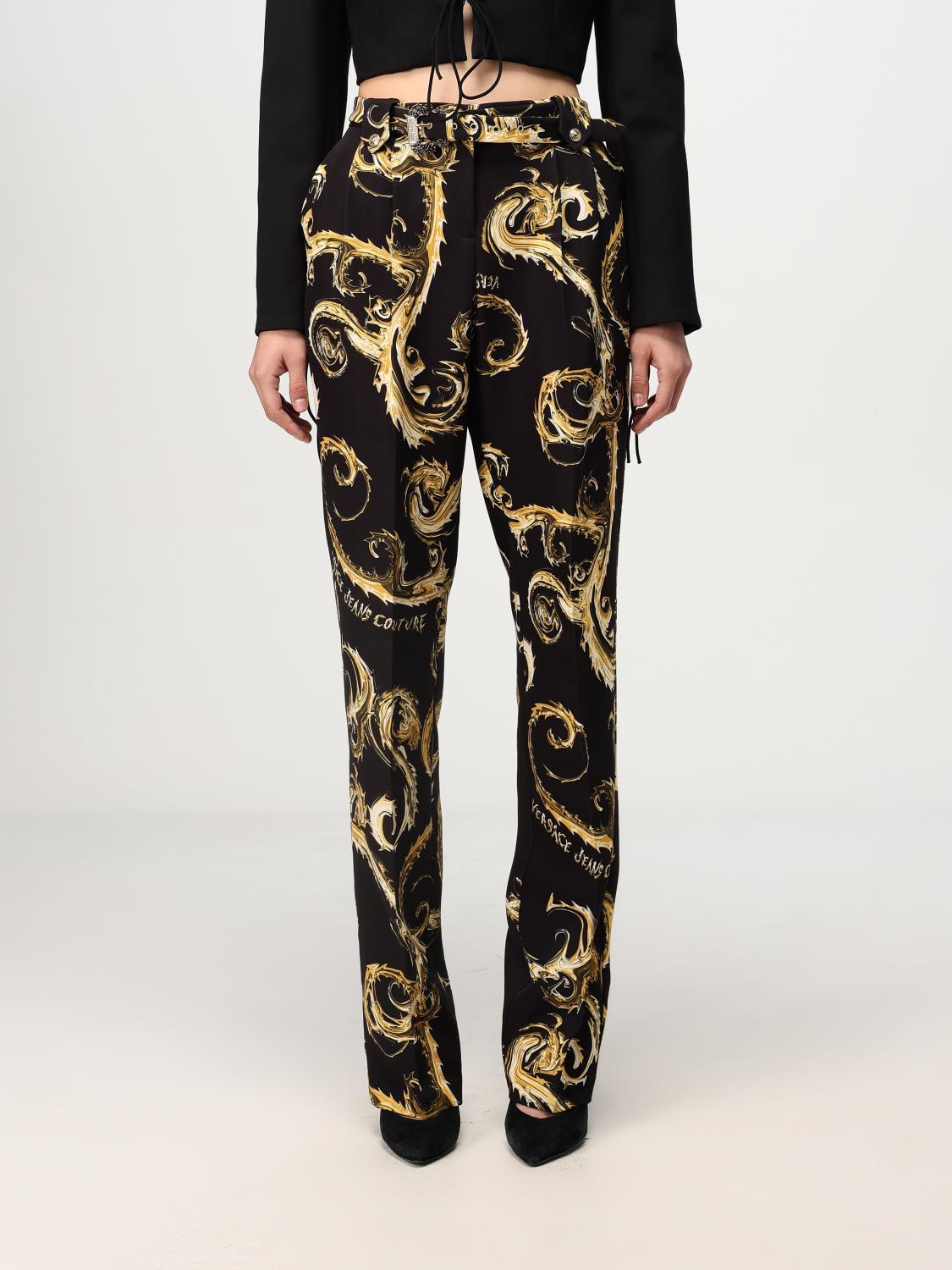 VERSACE JEANS COUTURE PANTALONE: Pantalone Versace Jeans Couture in crêpe stampato , Oro - Img 1