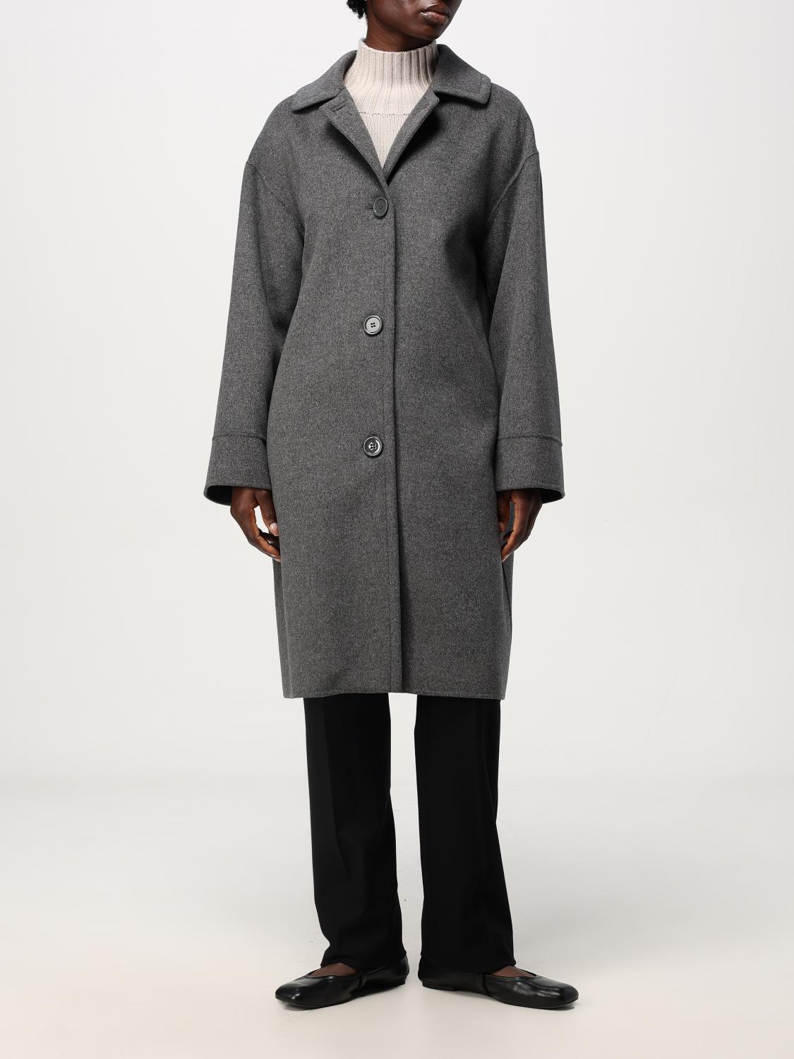 コート MAX MARA Women Outer 2421016433600 GREY Max Mara Studio Women's Collared Notch Lapel Long Sleeve