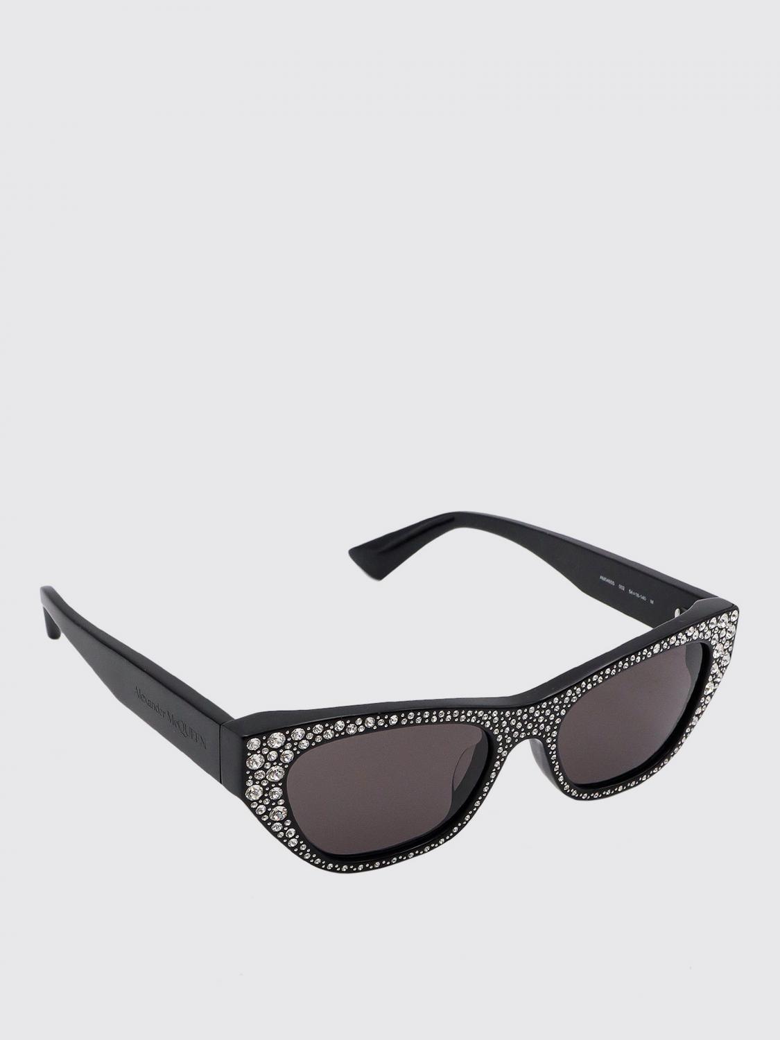 ALEXANDER MCQUEEN OCCHIALI DA SOLE: Occhiali da sole cat-eye con strass Alexander McQueen, Nero - Img 1