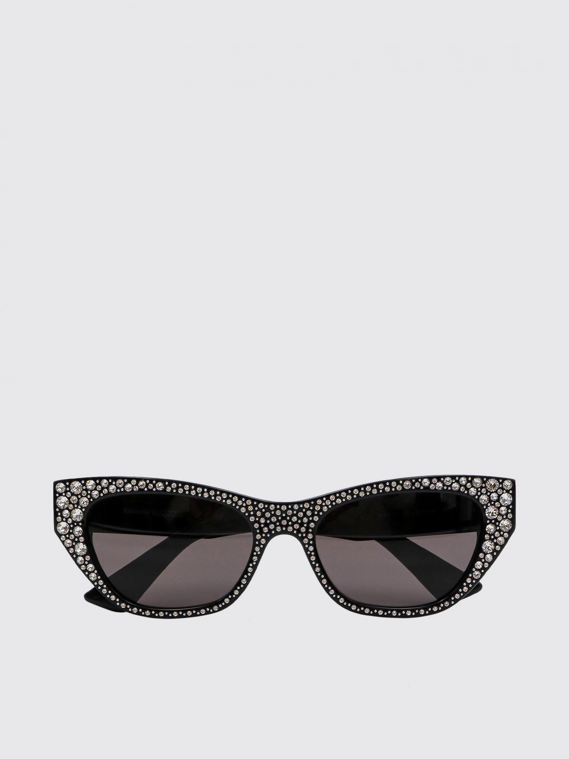 ALEXANDER MCQUEEN OCCHIALI DA SOLE: Occhiali da sole cat-eye con strass Alexander McQueen, Nero - Img 2