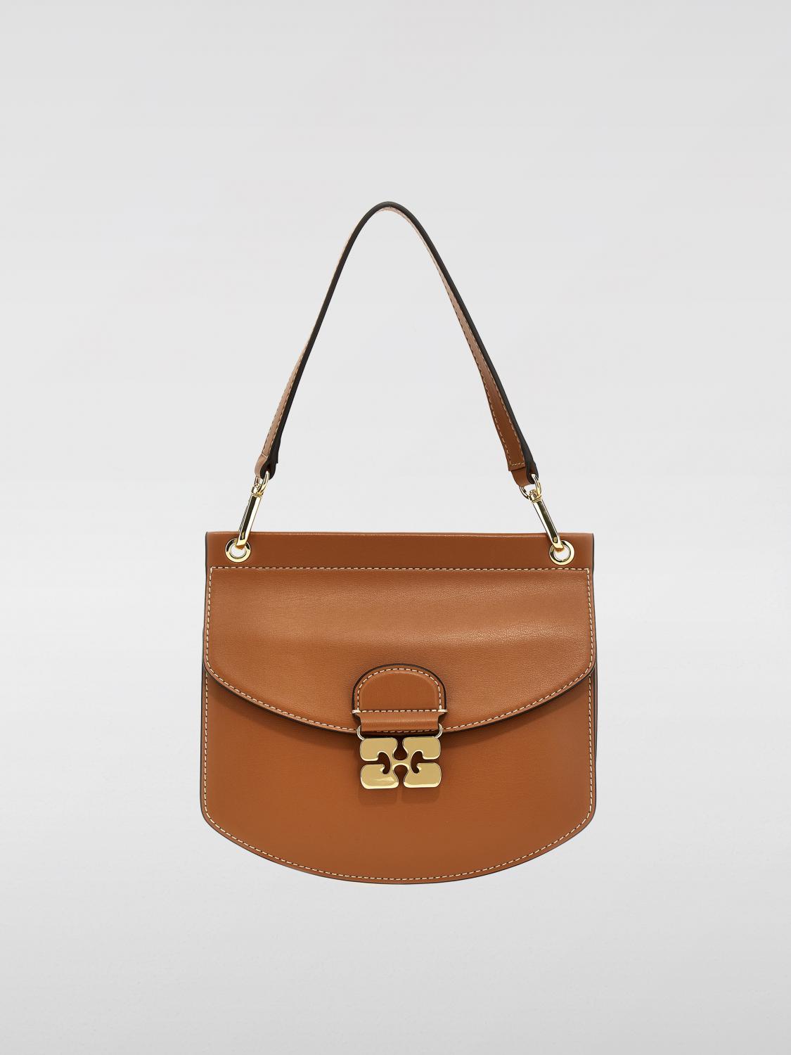GANNI BORSA MINI: Borsa Apo-G Ganni in pelle riciclata , Caffe - Img 1