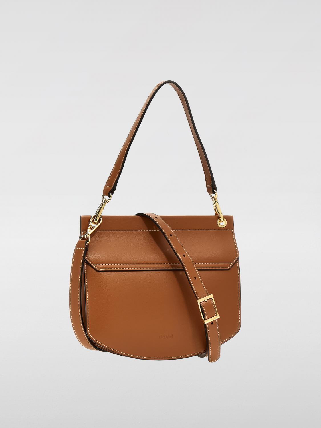 GANNI BORSA MINI: Borsa Apo-G Ganni in pelle riciclata , Caffe - Img 2