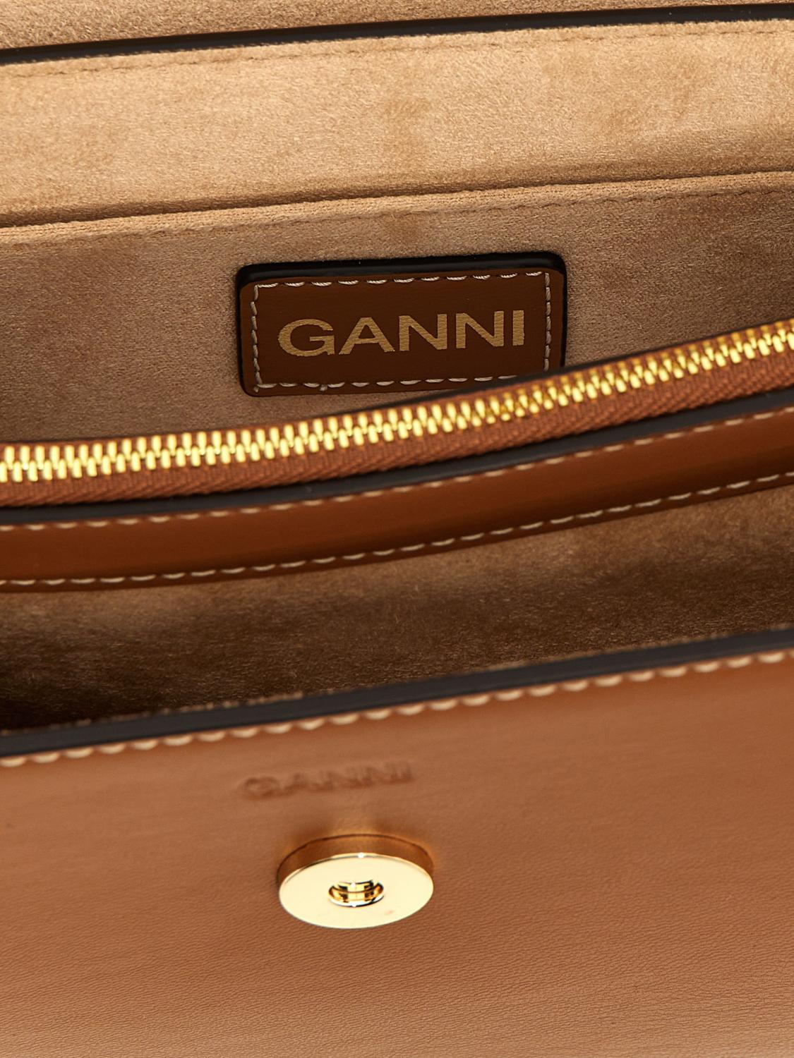GANNI BORSA MINI: Borsa Apo-G Ganni in pelle riciclata , Caffe - Img 4