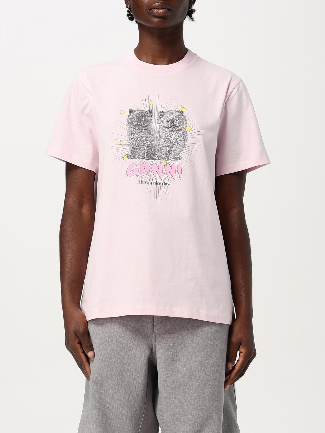 GANNI T-SHIRT: T-shirt woman Ganni, Pink - Img 1