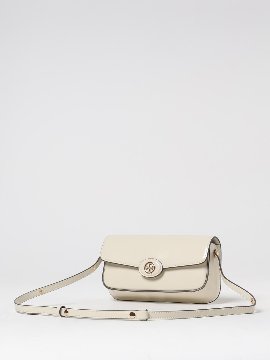 TORY BURCH BORSA A SPALLA: Borsa Robinson Tory Burch in pelle spazzolata, Bianco - Img 3