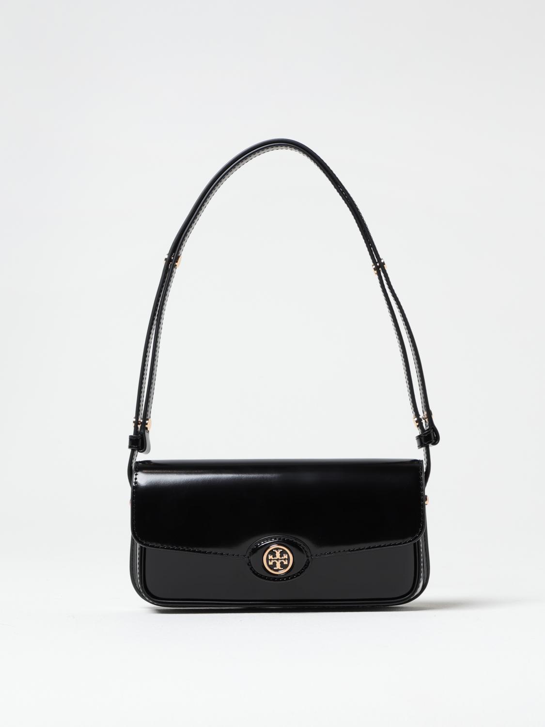 TORY BURCH BORSA A SPALLA: Borsa a spalla Robinson Tory Burch in pelle spazzolata, Nero - Img 1