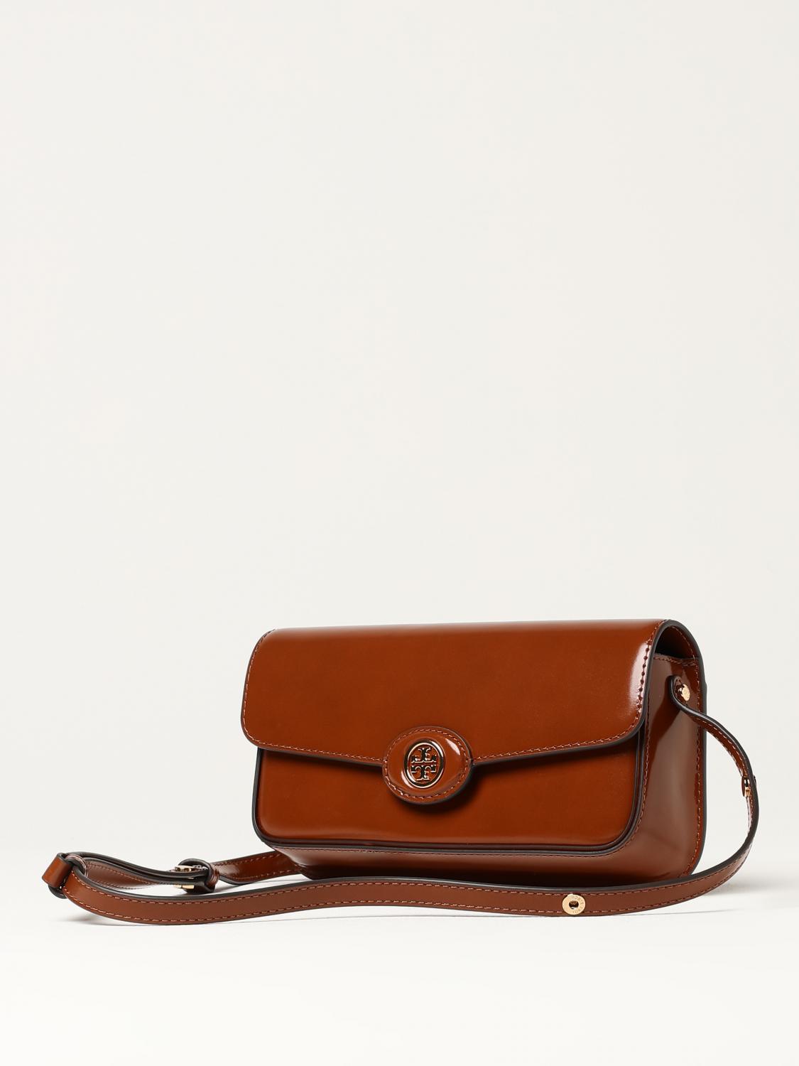 TORY BURCH BORSA A SPALLA: Borsa a spalla Robinson Tory Burch in pelle spazzolata, Marrone - Img 3