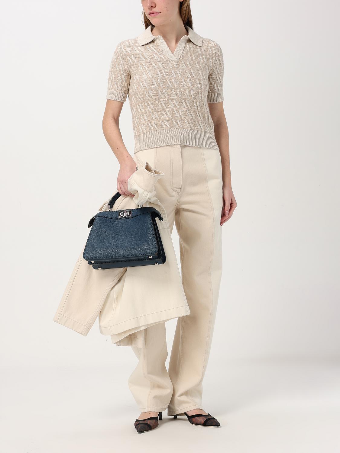 デニム・ジーパン FENDI Two-tone denim jeans White FLP852AT20 Fendi Outlet: Jeans woman - White | Fendi jeans FLP852AT20