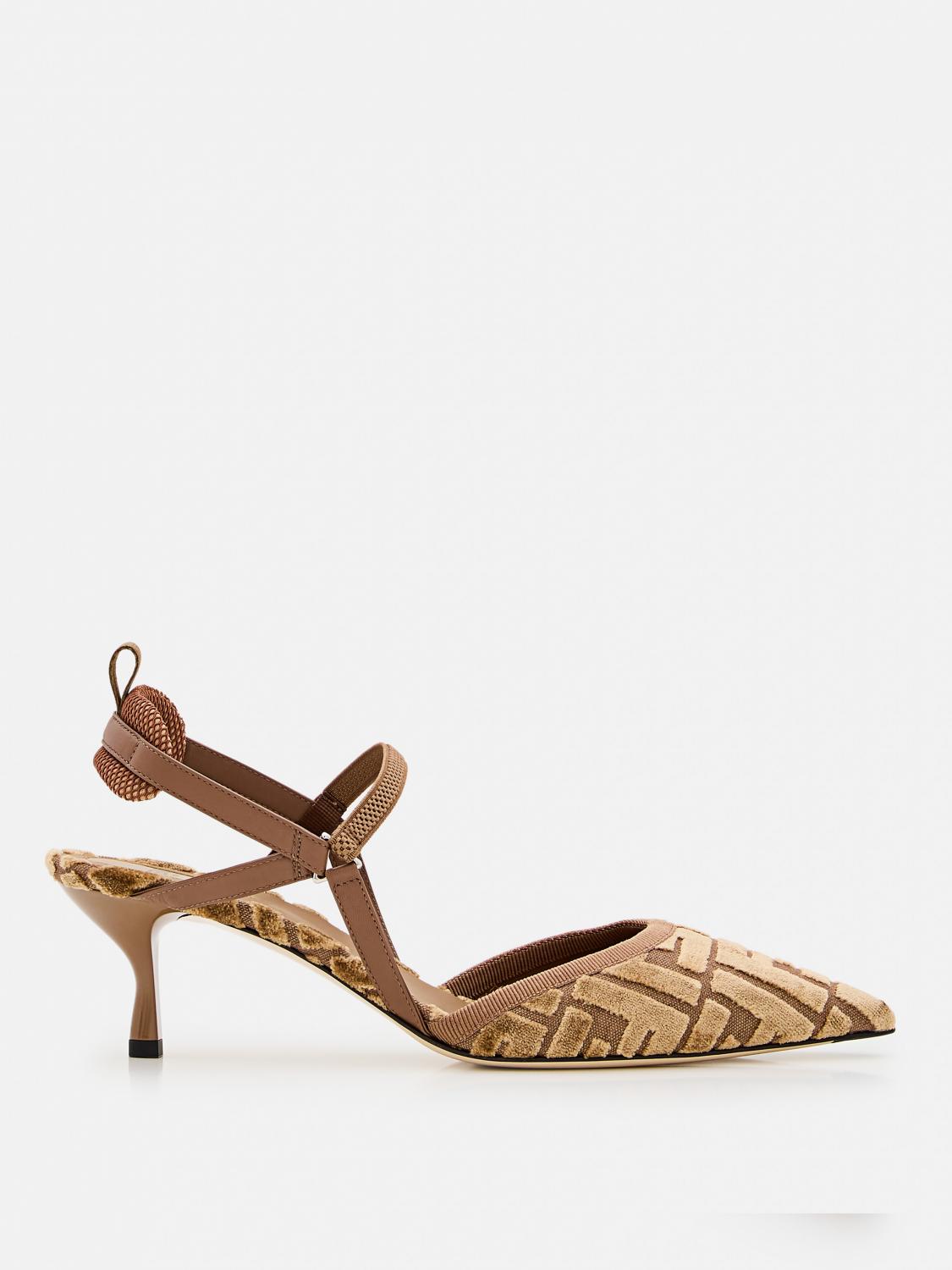 FENDI HIGH HEEL SHOES: Shoes woman Fendi, Camel - Img 1