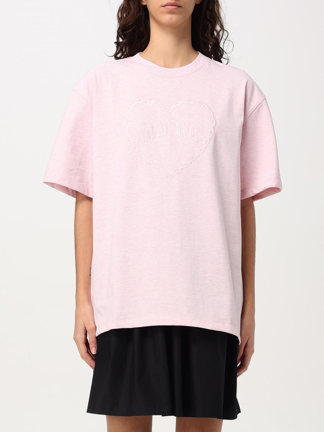 GANNI T-SHIRT: T-shirt woman Ganni, Pink - Img 1