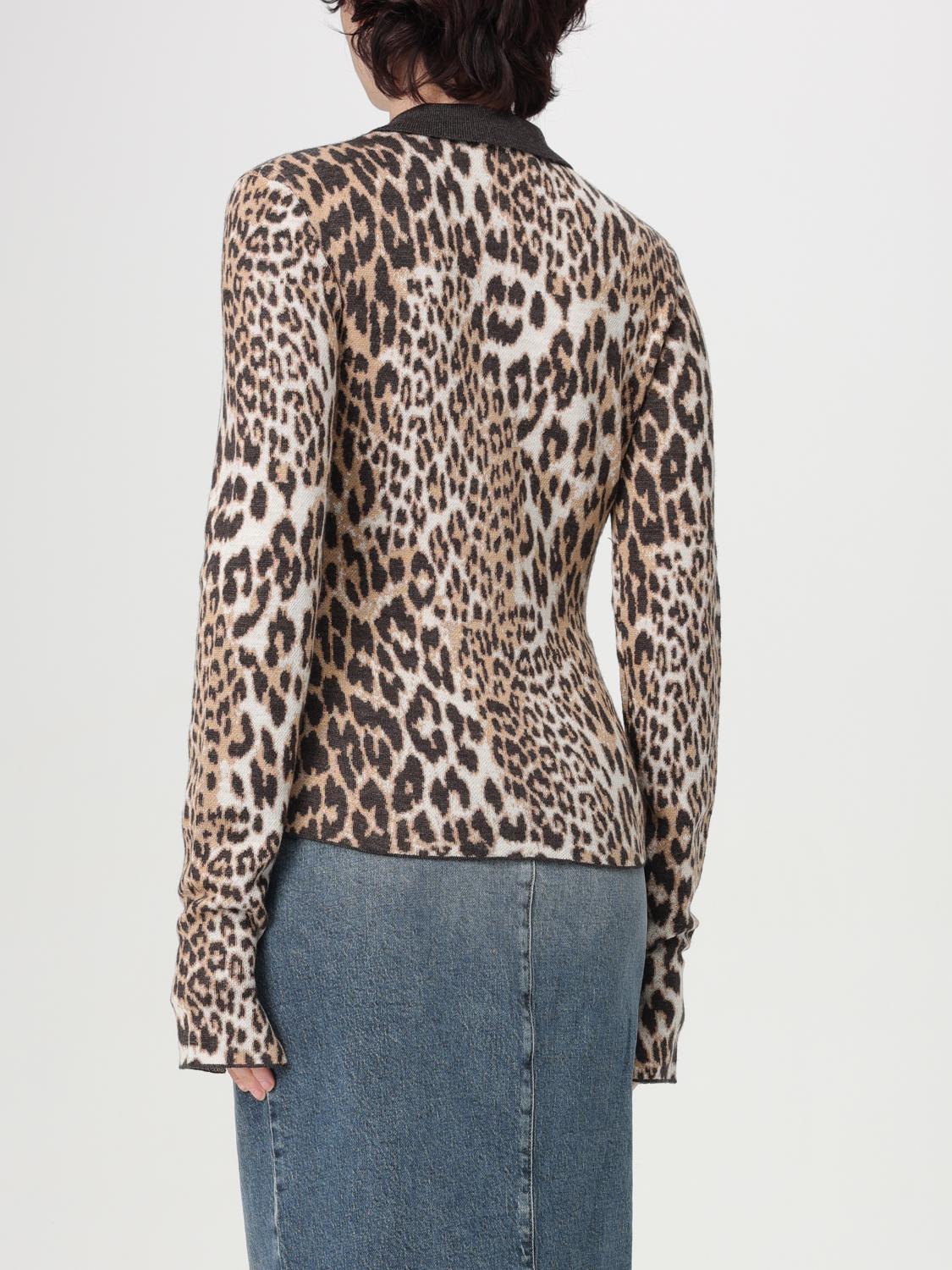 GANNI POLO: Polo animalier in lana merino Ganni, Fantasia - Img 2