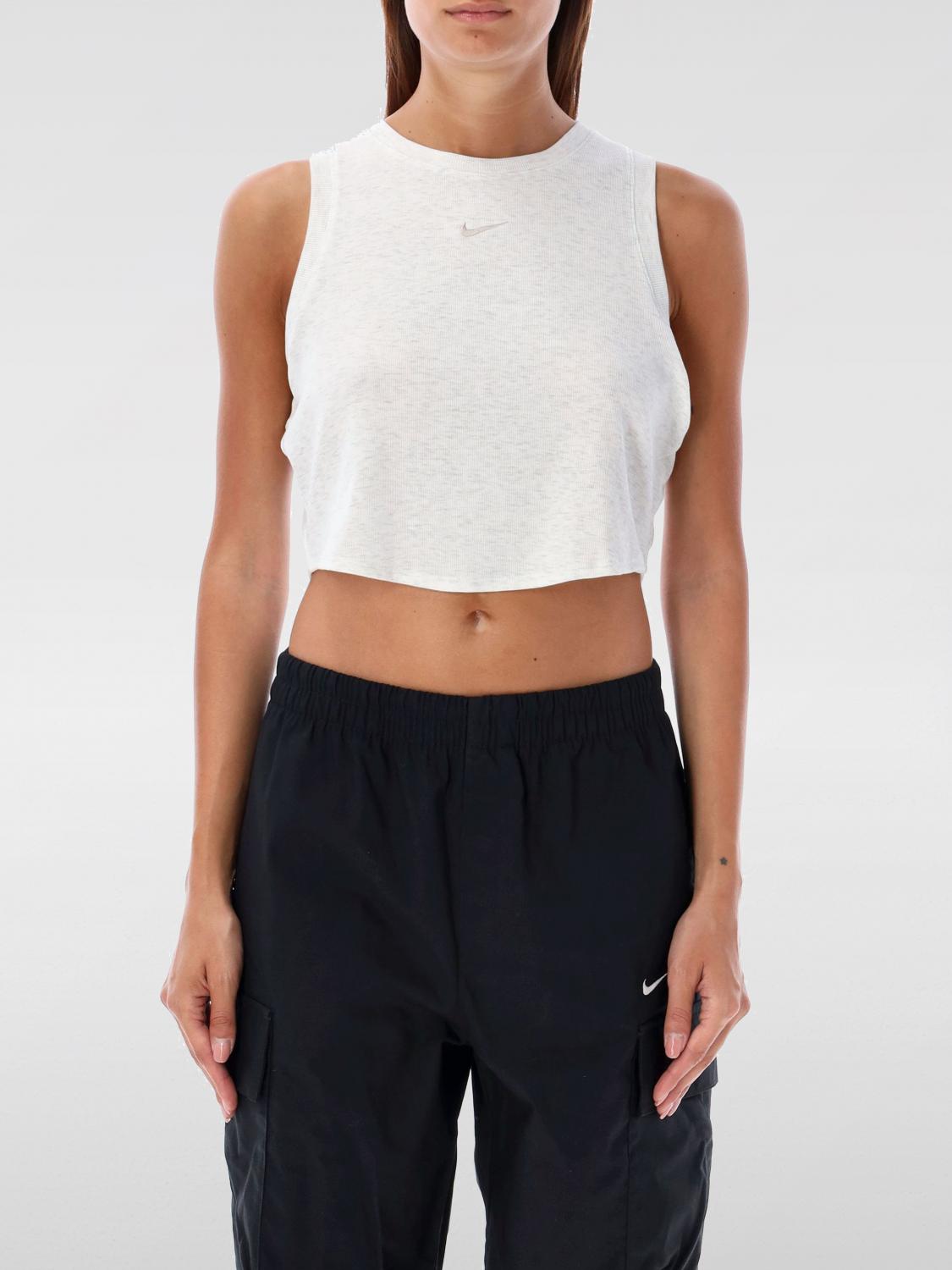 NIKE T-SHIRTS: Canotta cropped Nike in jersey , Bianco - Img 1