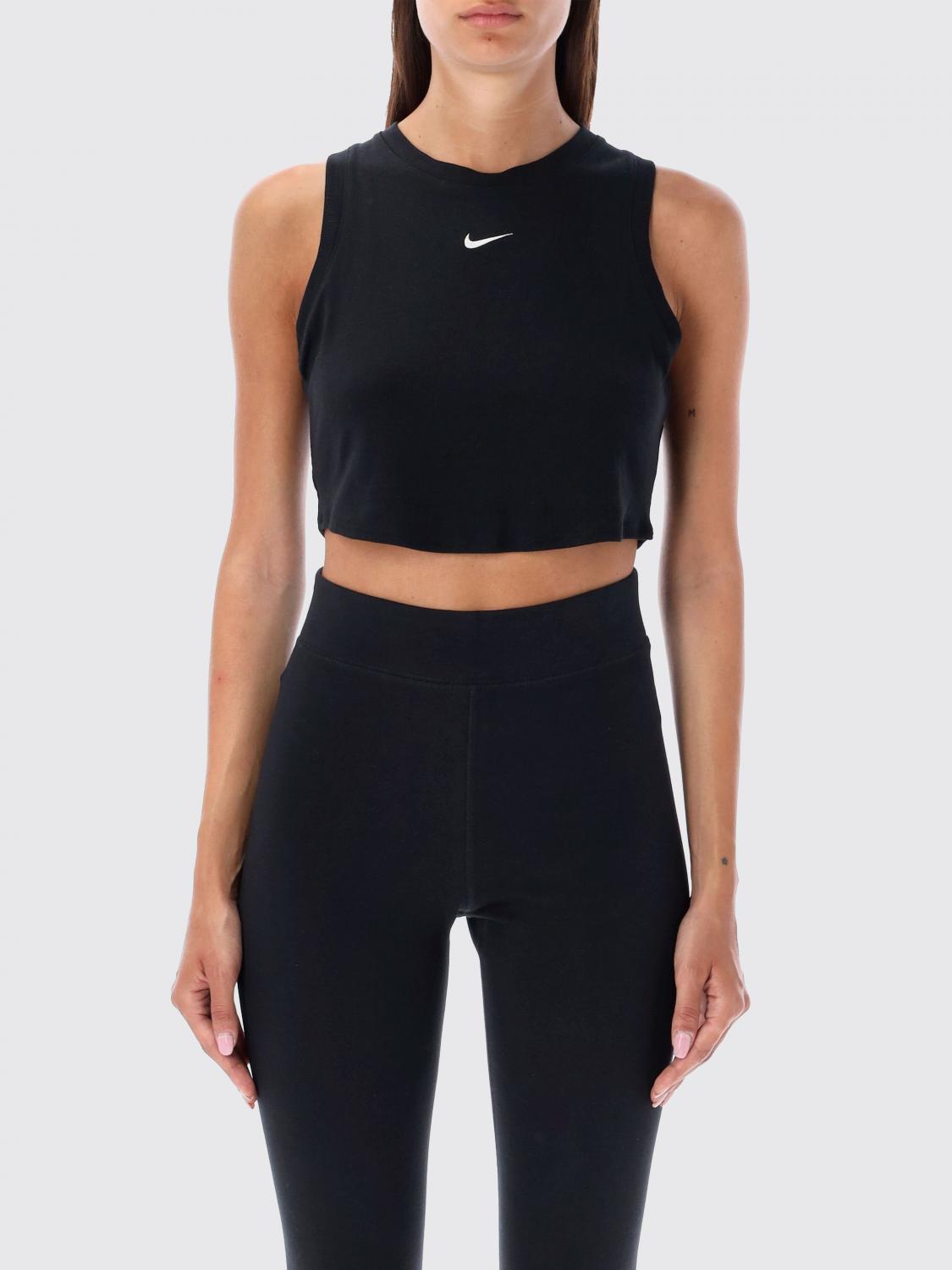 NIKE T-SHIRTS: Canotta cropped Nike in jersey , Nero - Img 1