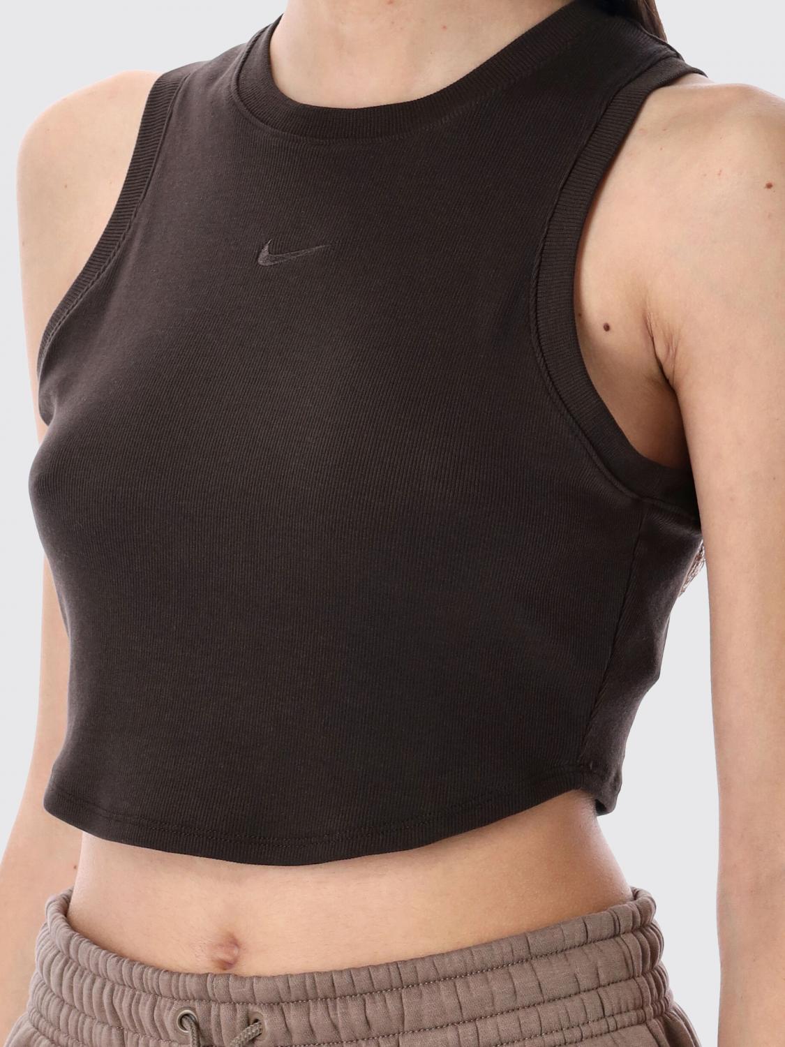 NIKE T-SHIRTS: Canotta cropped Nike in jersey , Marrone - Img 3