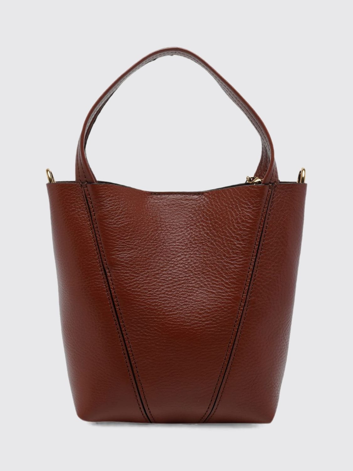 CHLOÉ BORSA MINI: Borsa Spin Chloè in pelle a grana, Cammello - Img 2
