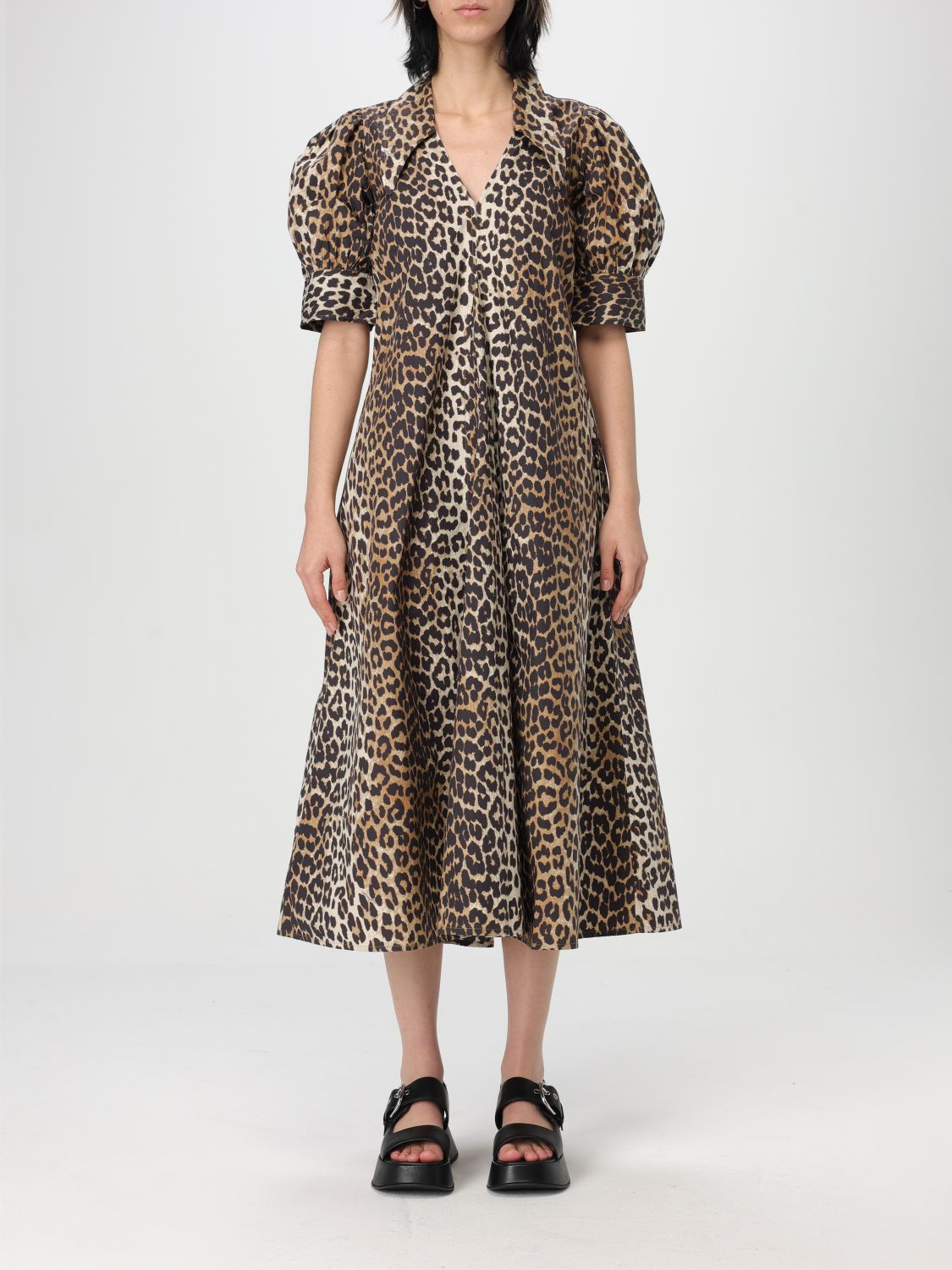 GANNI DRESS: Dress woman Ganni, Brown - Img 1