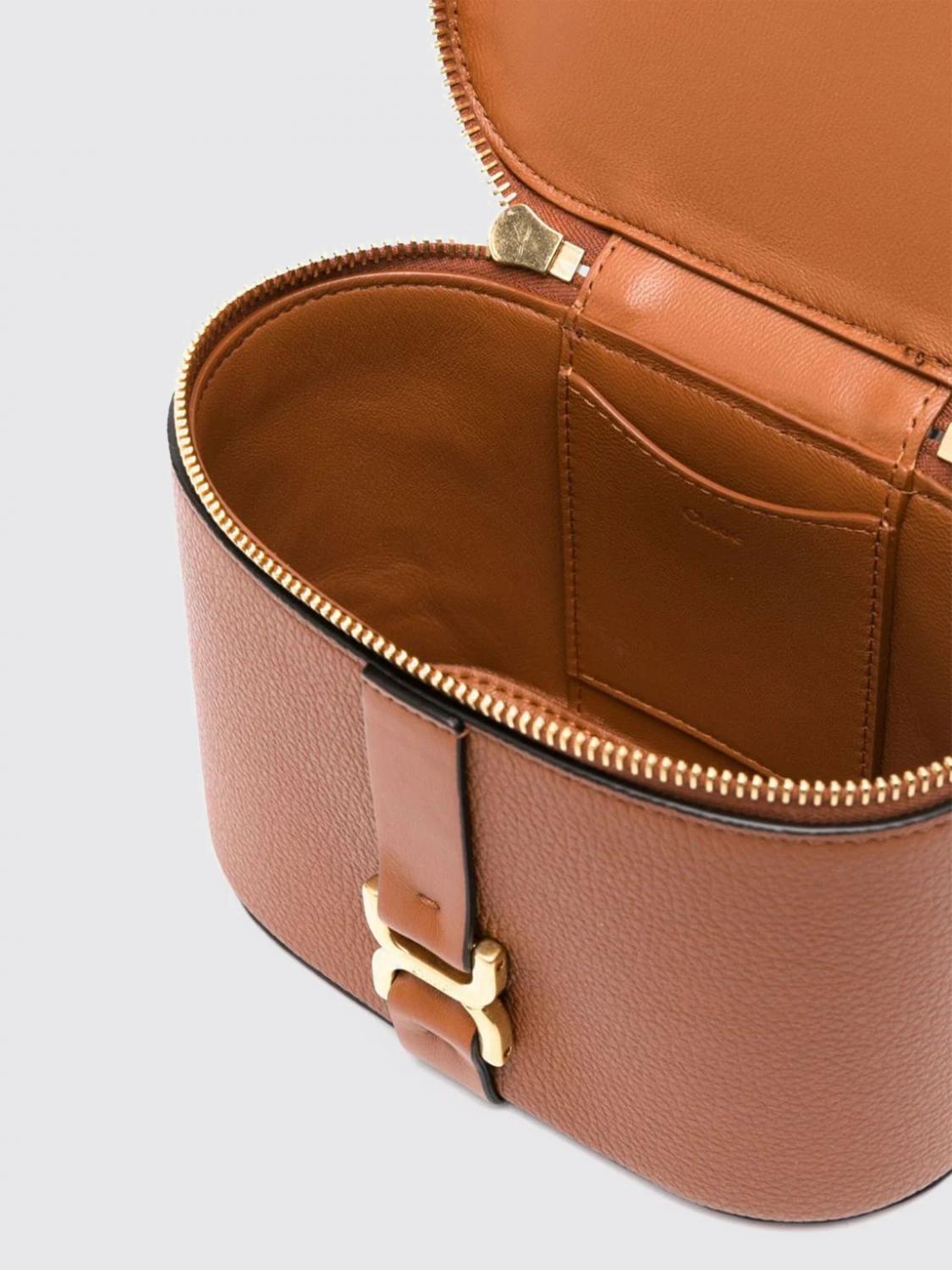 CHLOÉ BORSA MINI: Borsa Marcie Vanity Mini Chloè in pelle a grana, Marrone - Img 3