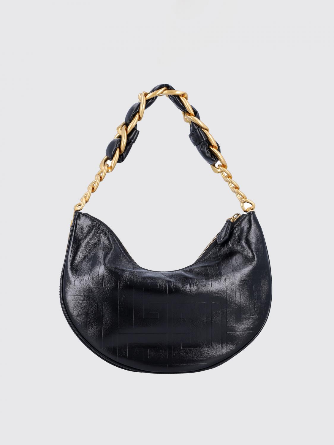 BALMAIN BORSA A SPALLA: Borsa 1945 Soft Moon Balmain in pelle goffrata , Nero - Img 2