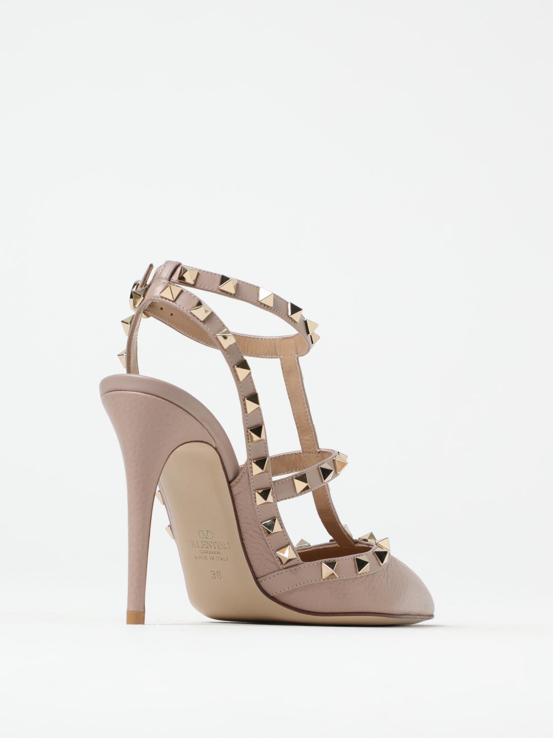 VALENTINO GARAVANI SCARPE CON TACCO: Pump Rockstud Valentino Garavani in pelle a grana , Cipria - Img 3