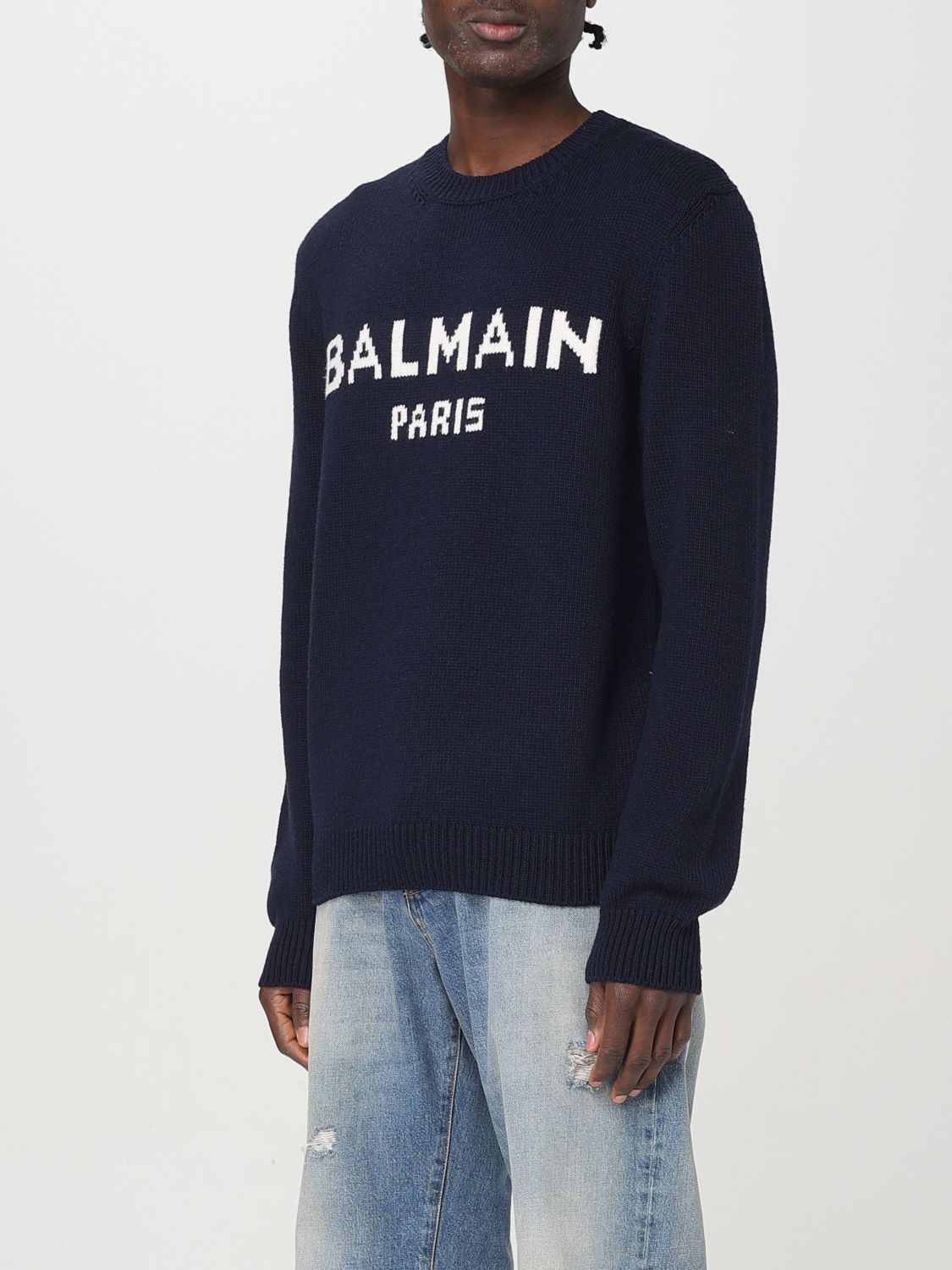 BALMAIN SWEATER: Sweater men Balmain, Marine - Img 4