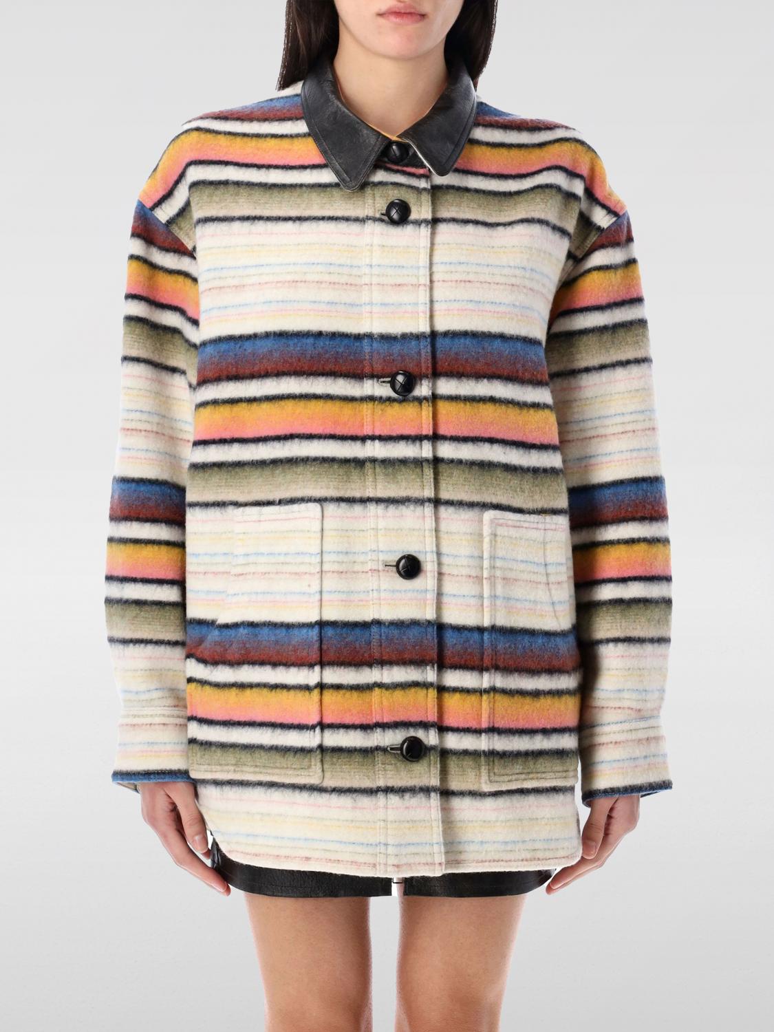 ISABEL MARANT ETOILE GIACCA: Overshirt Isabel Marant Etoile in misto lana a righe , Fantasia - Img 1