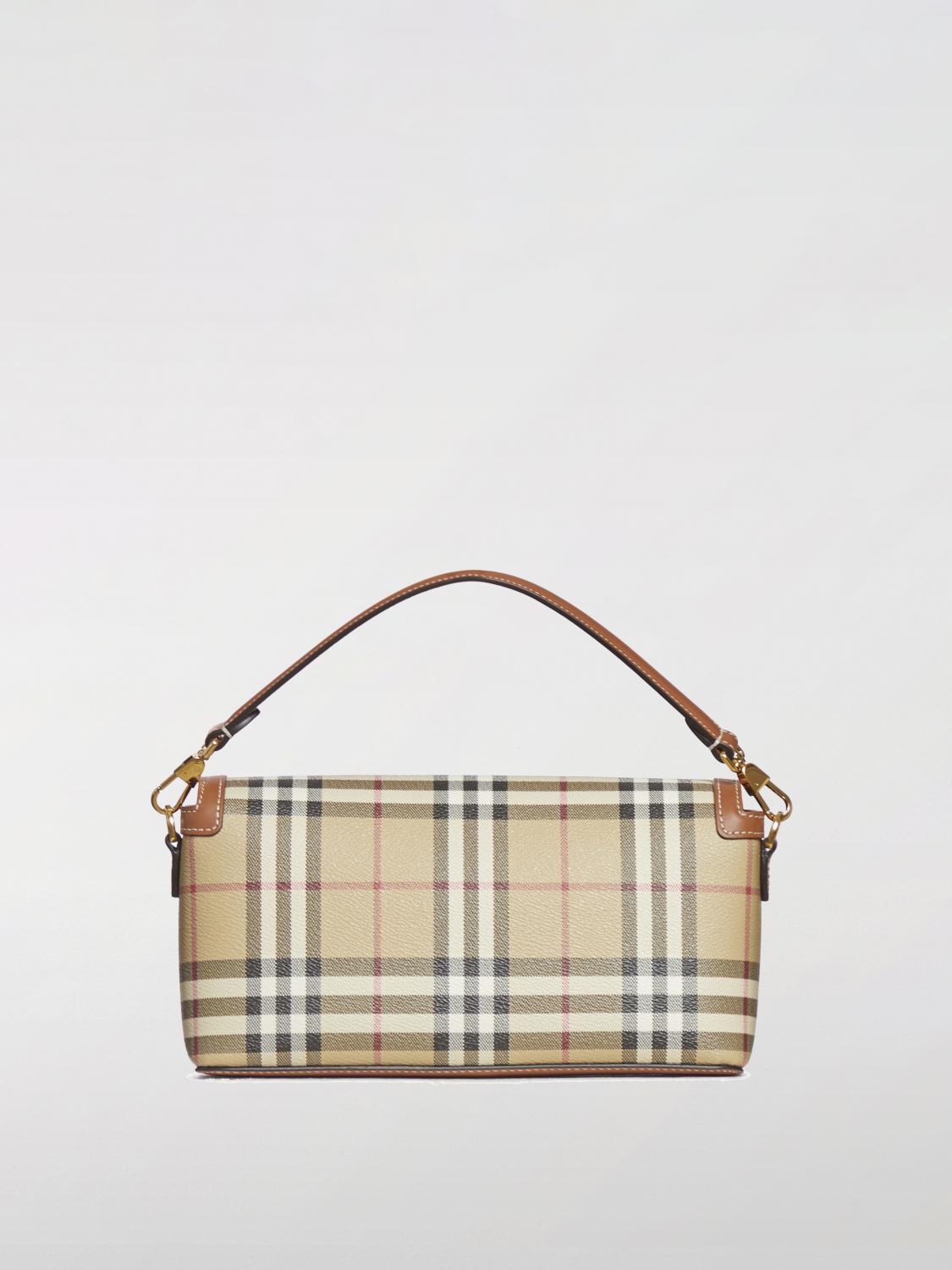 BURBERRY BORSA A MANO: Borsa Note Burberry in cotone spalmato e pelle , Marrone - Img 2