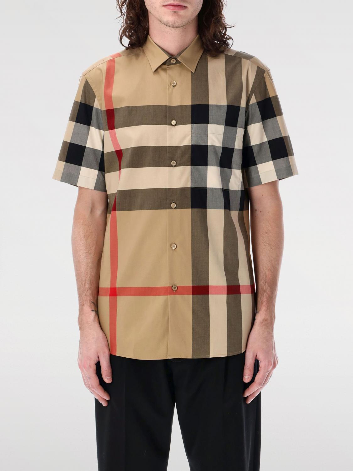 BURBERRY CAMICIA: Camicia Burberry in cotone con stampa Vintage Check , Beige - Img 1