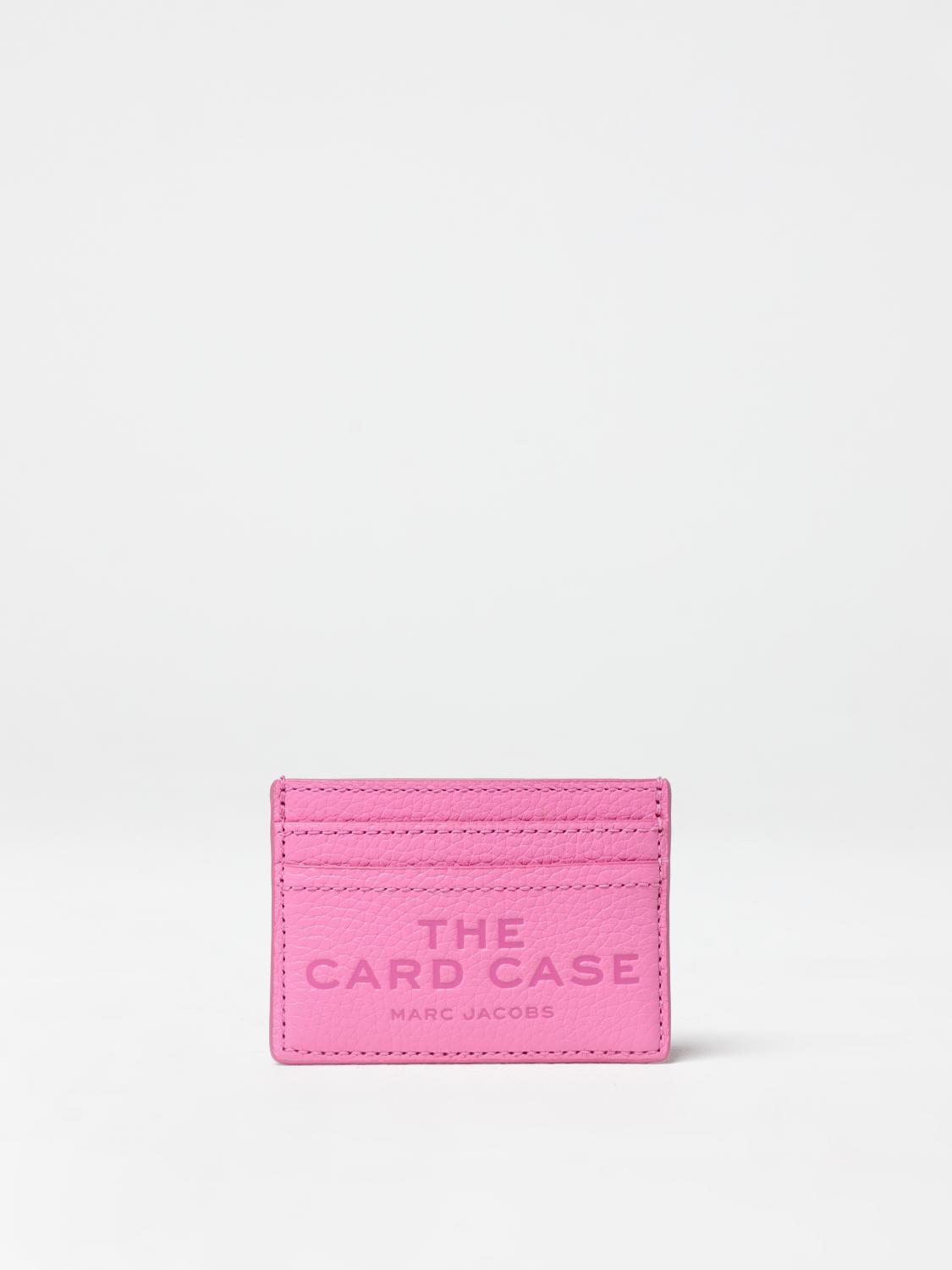 MARC JACOBS PORTAFOGLIO: Portacarte di credito The Card Case Marc Jacobs in pelle a grana , Rosa - Img 1