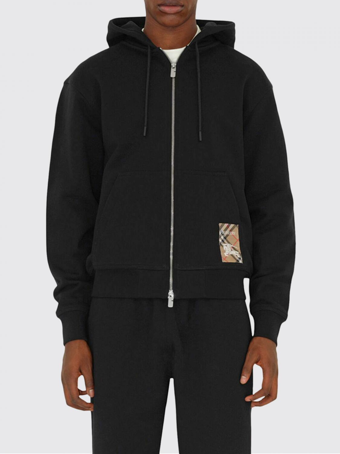 BURBERRY SUDADERA: Sudadera con capucha de algodón con logo EKD Burberry, Negro - Img 1