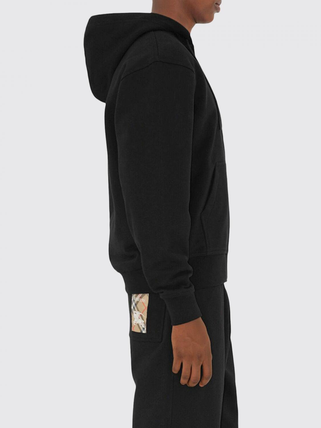 BURBERRY SUDADERA: Sudadera con capucha de algodón con logo EKD Burberry, Negro - Img 2