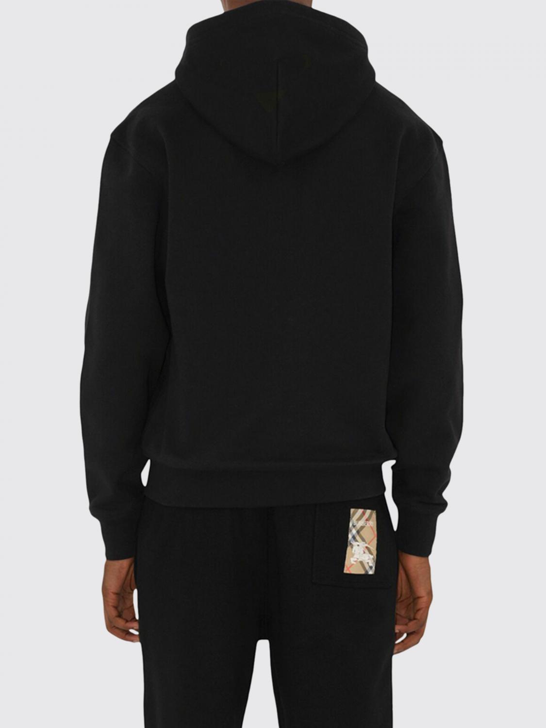 BURBERRY SUDADERA: Sudadera con capucha de algodón con logo EKD Burberry, Negro - Img 3