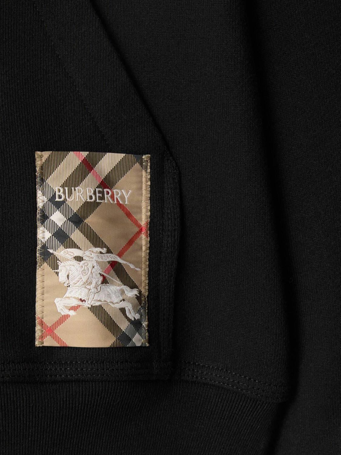 BURBERRY SUDADERA: Sudadera con capucha de algodón con logo EKD Burberry, Negro - Img 4