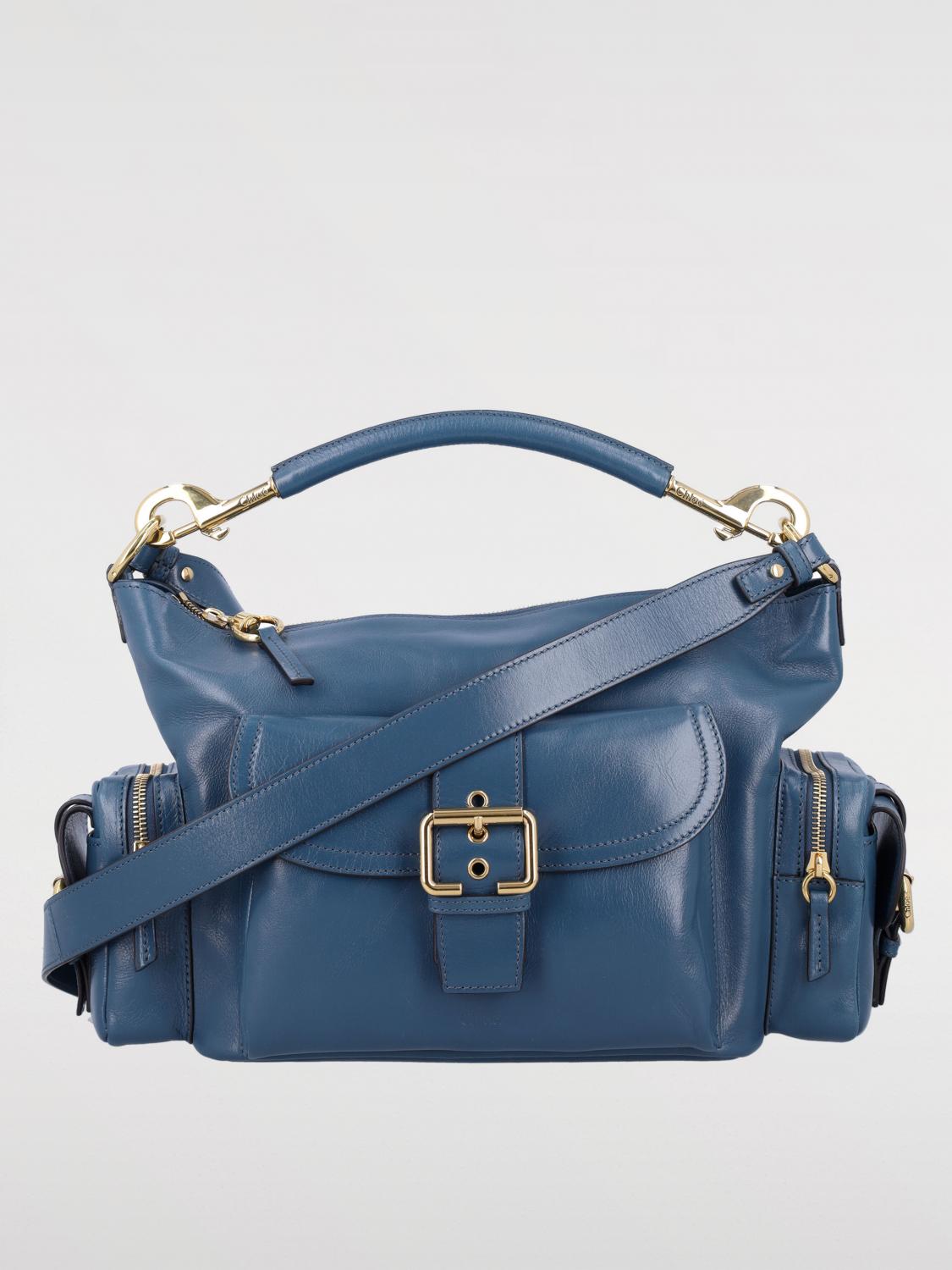 CHLOÉ BORSA A MANO: Borsa Camera Chloè in pelle , Blue - Img 1