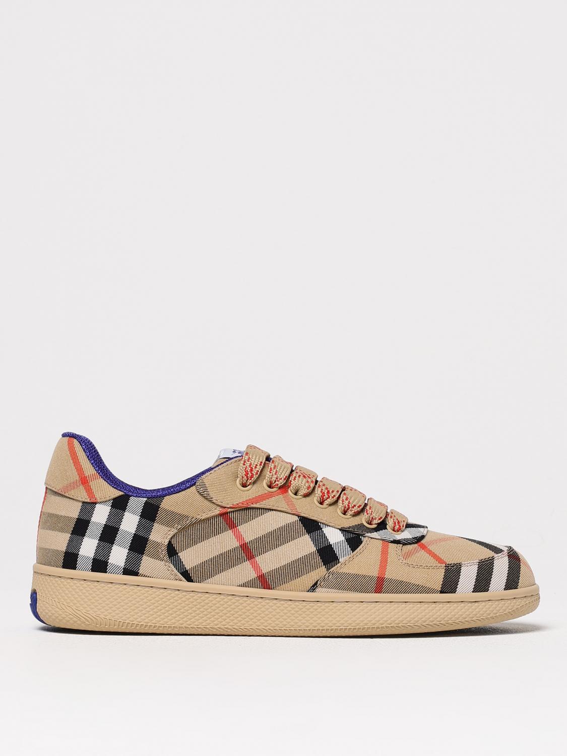 BURBERRY SNEAKERS: Sneakers Terrace Check Burberry in canvas jacquard , Beige - Img 1