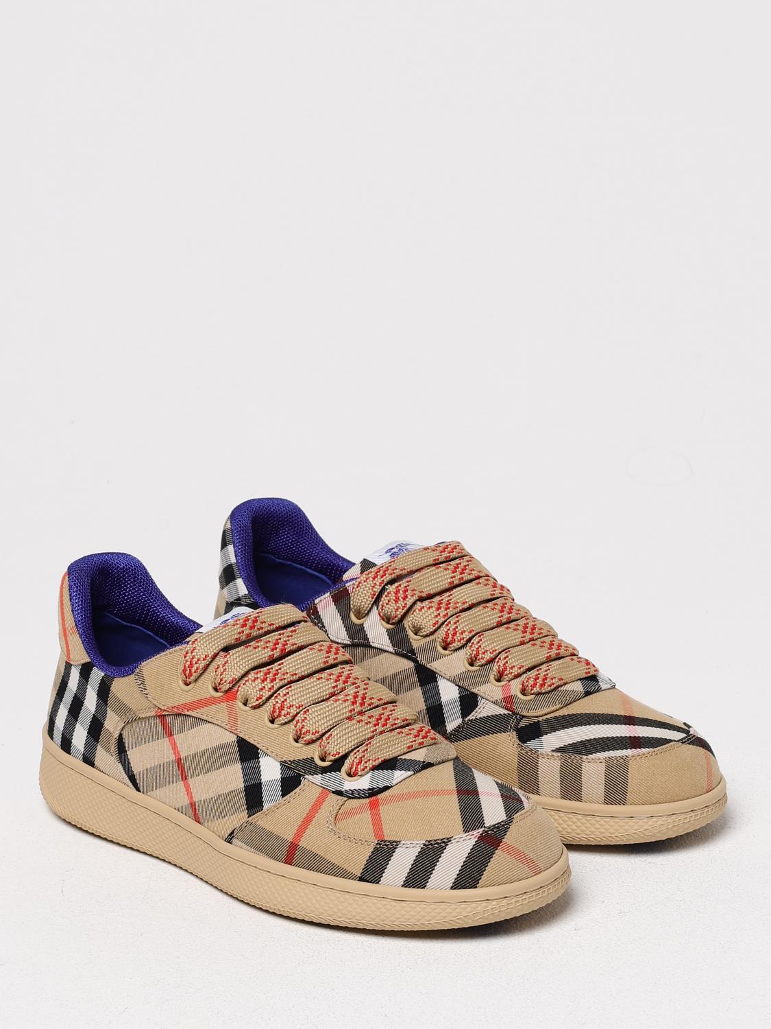 BURBERRY SNEAKERS: Sneakers Terrace Check Burberry in canvas jacquard , Beige - Img 2