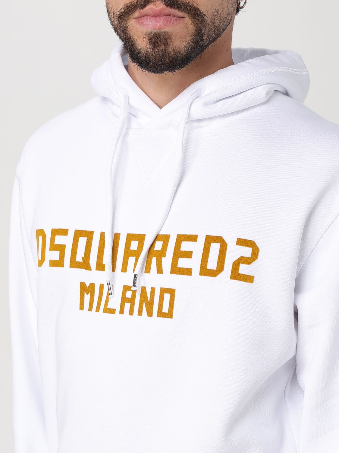 DSQUARED2 FELPA: Felpa con cappuccio Dsquared2 con logo, Bianco - Img 3