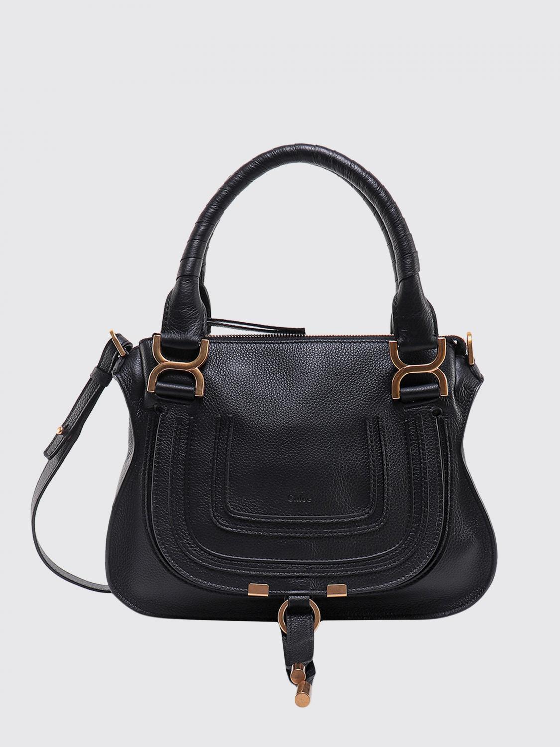 CHLOÉ BORSA A MANO: Borsa Marcie Chloè in pelle a grana , Nero - Img 1