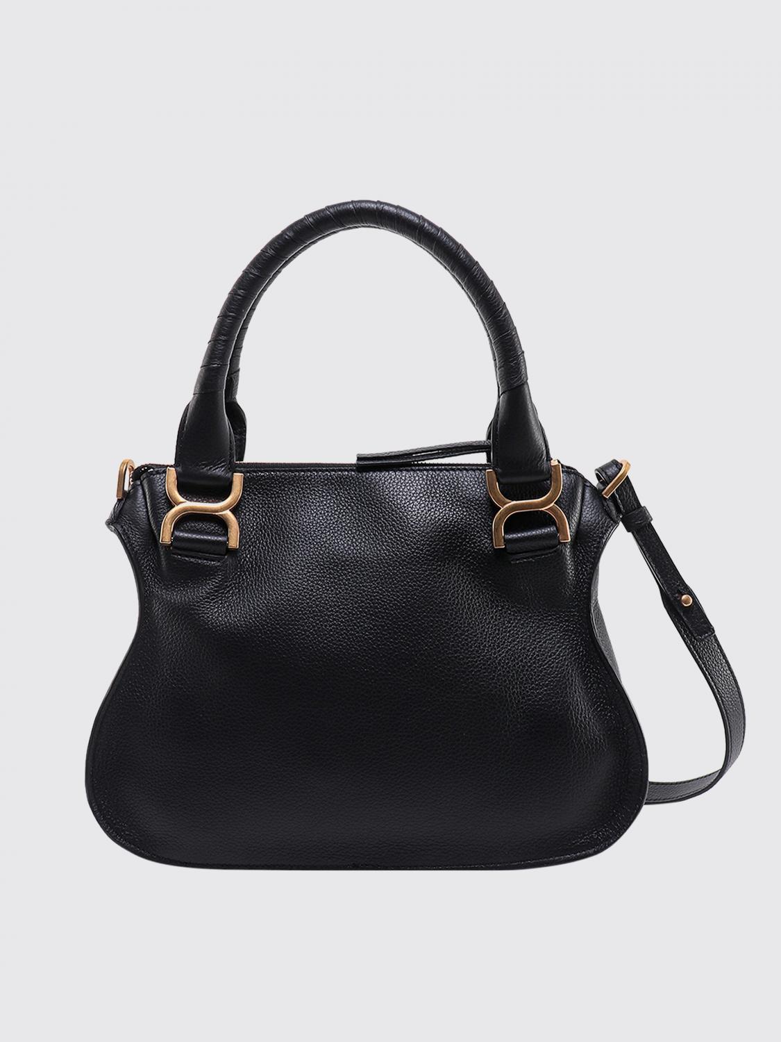 CHLOÉ BORSA A MANO: Borsa Marcie Chloè in pelle a grana , Nero - Img 2
